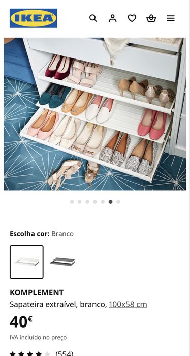 IKEA Sapateira extraivel, branco 100x58 Ref. 002.574.63