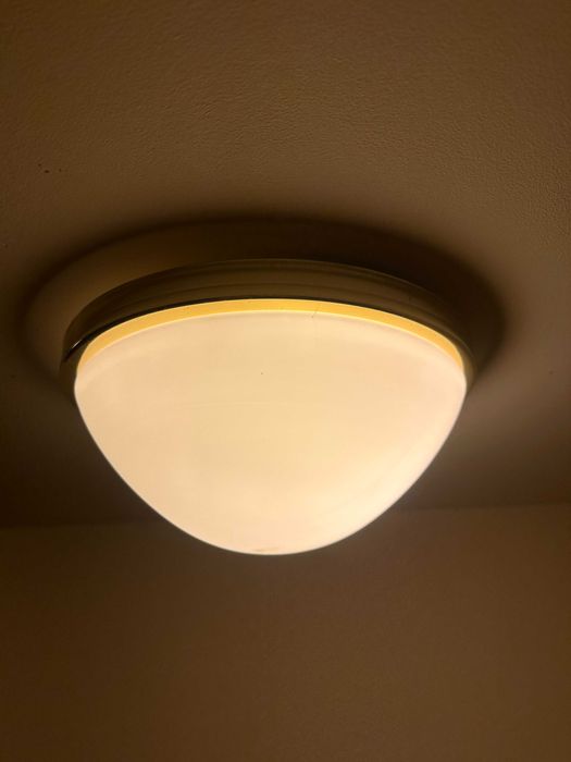 Lampa plafon sufitowy, gładki, klosz mleczny, szklany