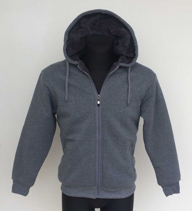 Bluza Ocieplana z Kapturem Męska Szara rozmiar XXL