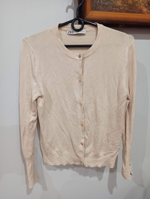 Sweterek rozpinany Zara M złote guziki