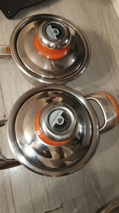 Garnki Valenti Torinto INDUKCJA Zestaw + Pokrywki z Termometrem OKAZJA
