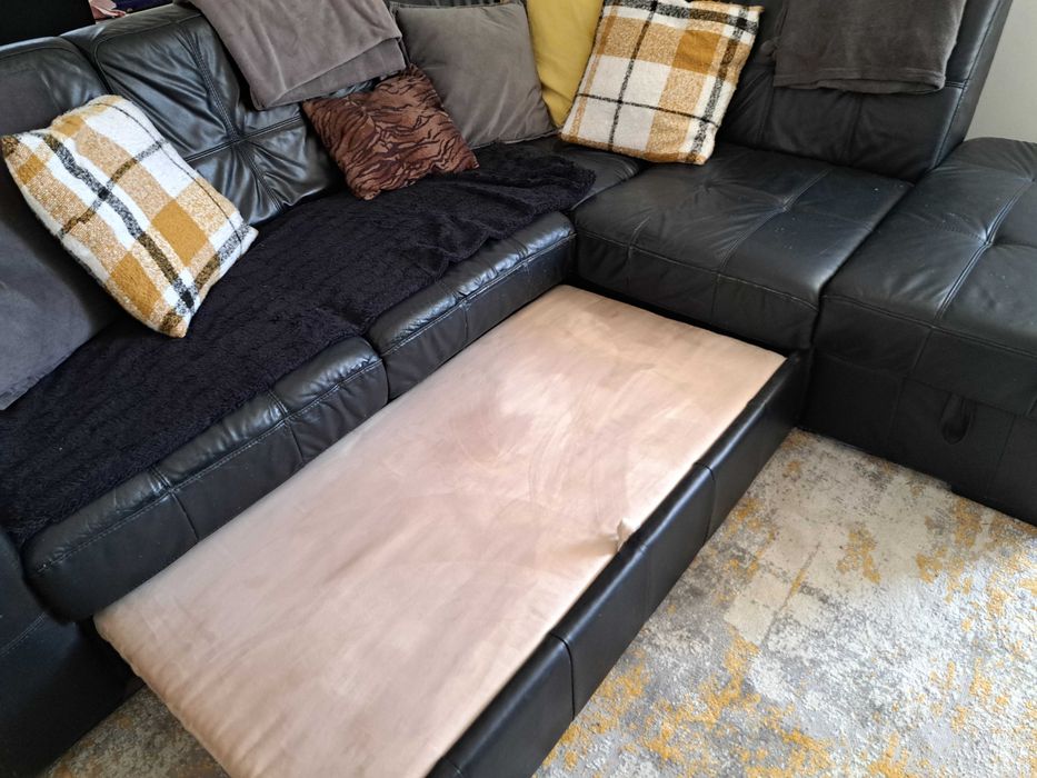 Sofá pele natural preta