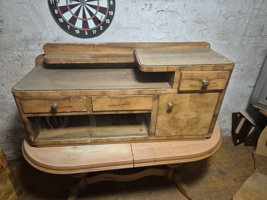 Meble PRL  szafka nocna oraz czesc komody.