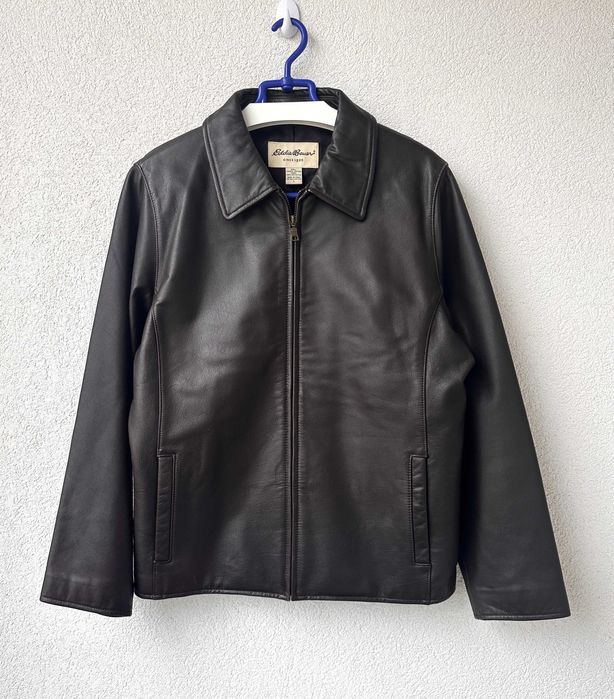 Kurtka skórzana EDDIE BAUER brązowa harringtonka skóra r. S/M