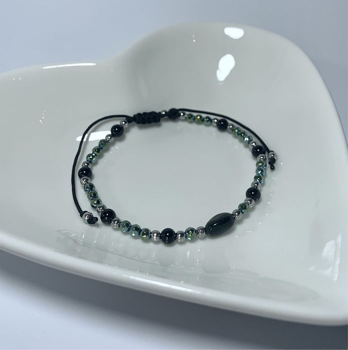 Regulowana bransoletka (hematyt, obsydian, onyks)