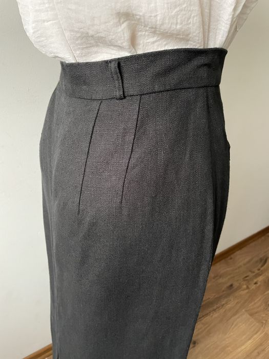 Lniana spódnica maxi  z odkrytą nogą , 100% len