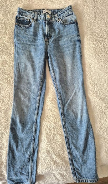 Spodnie jeansowe Zara straight leg high waist 36