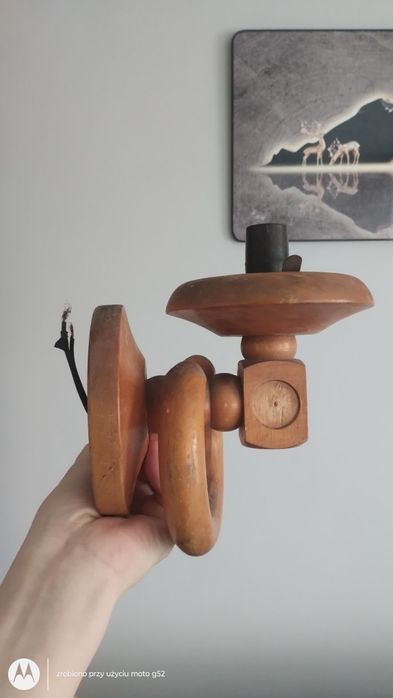 Drewniany kinkiet lampa prl vintage