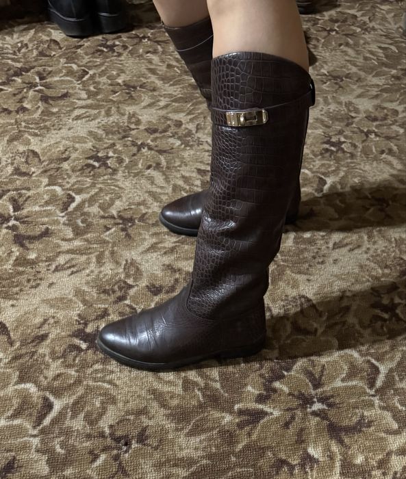 Сапоги зимові шкіряні під гермес