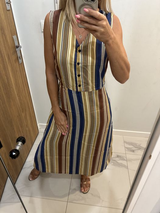 Wloska sukienka w paski wiskoza