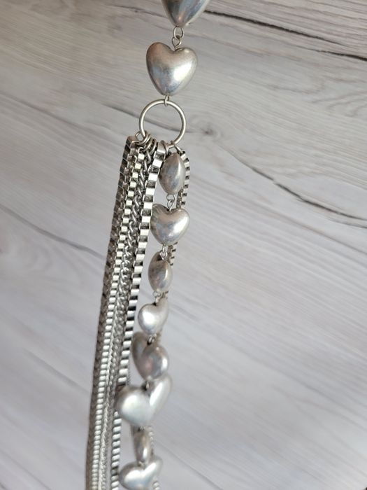 Śliczny Długi Naszyjnik Łańcuchy Serca