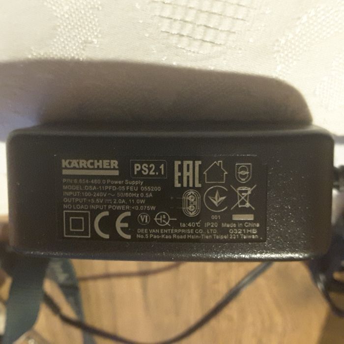 Ładowarka myjki Karcher  WV6 model PS2.1    5,5V  2A