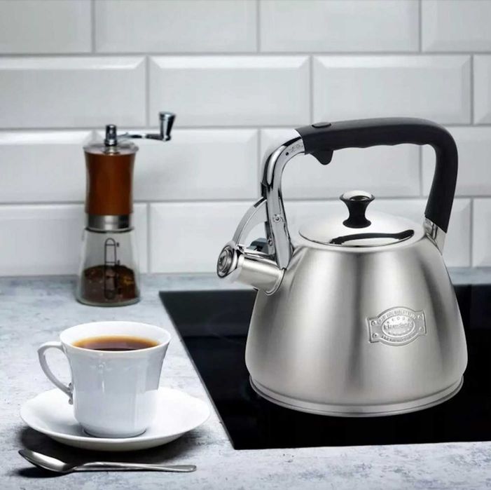 Mocny Trwały Czajnik Na Gaz Indukcja Stalowy Z Gwizdkiem 3L Srebrny