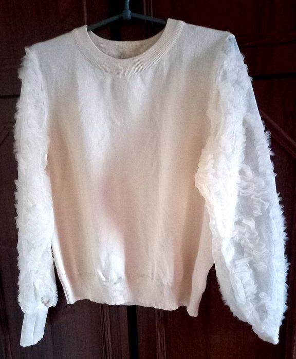 Джемпер свитер кофта блуза с шифоновыми рукавами