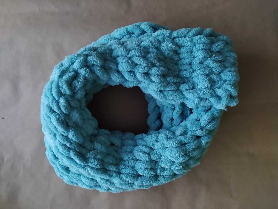 Handmade szalik lazurowy ALIZE PUFFY