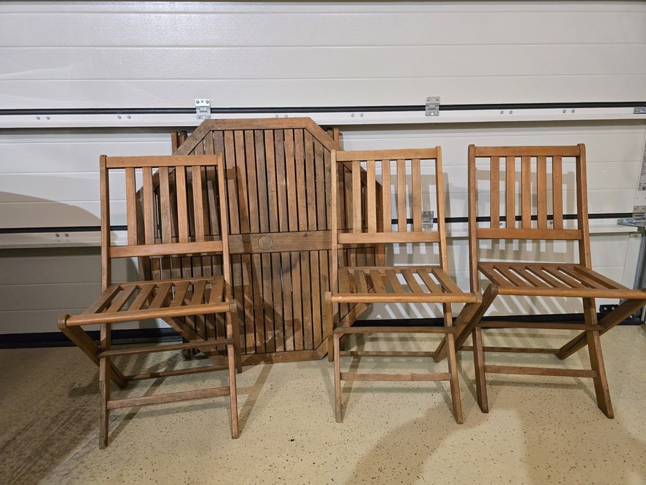 Stół składany 3 krzesła składane ogrodowe drewno akacjowe