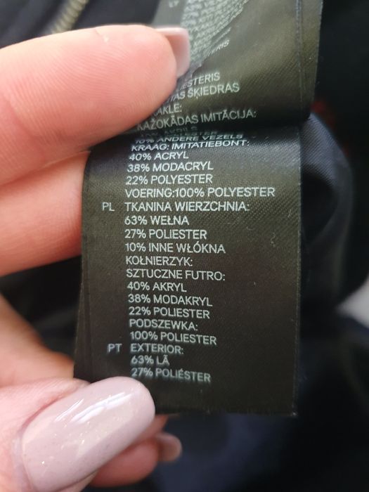 Płaszcz  h&m z wełną w składzie S/M