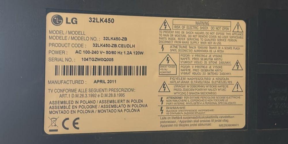 Podstawa noga stopa plus śruby TV LG 32LK450