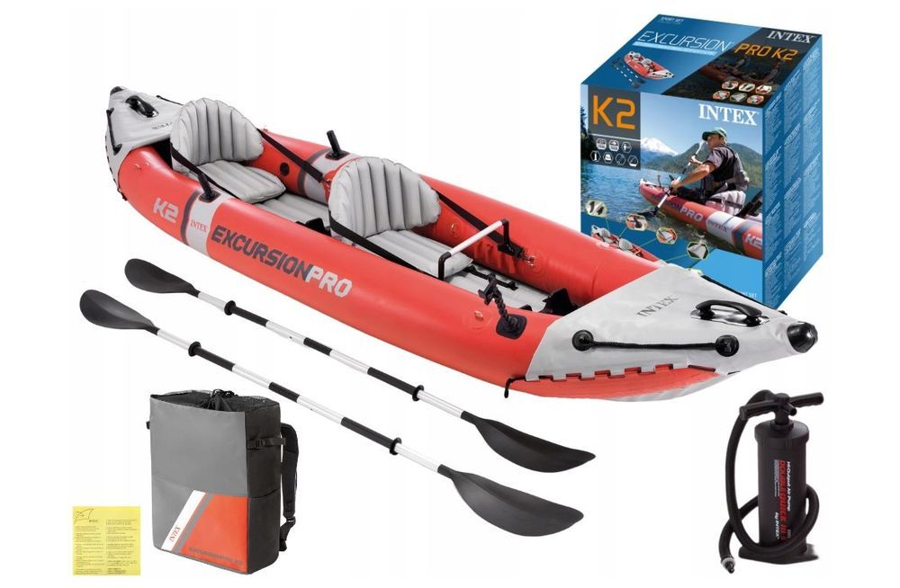 Kajak Dmuchany Intex Excursion Pro K2 Zestaw Z Pompka + Wiosła + Torba