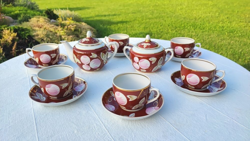 Porcelana Werbilki DFZ Serwis do herbaty ŚLIWKA