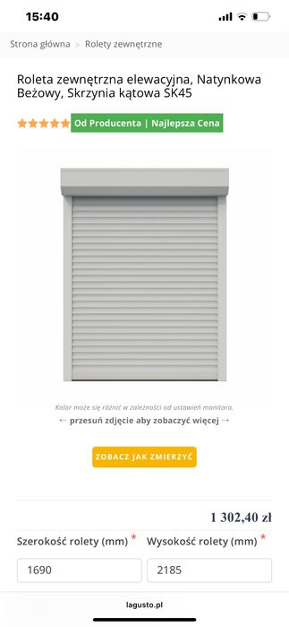 Roleta zewnętrzna elewacyjna, Natynkowa