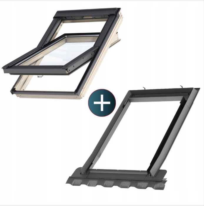 Velux okno dachowe drewniane GZL 1051B 78x140 + kolnierz falisty EDW