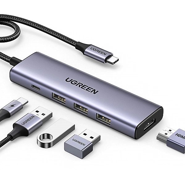 HUB Ugreen CM511, 15597/5w1 USB-C - USB-C PD / HDMI / 3x USB-A 3.0 - s