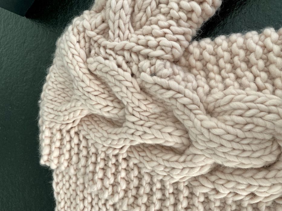 Sweter handmade bomber cable Wool - 100% wełna z warkoczem