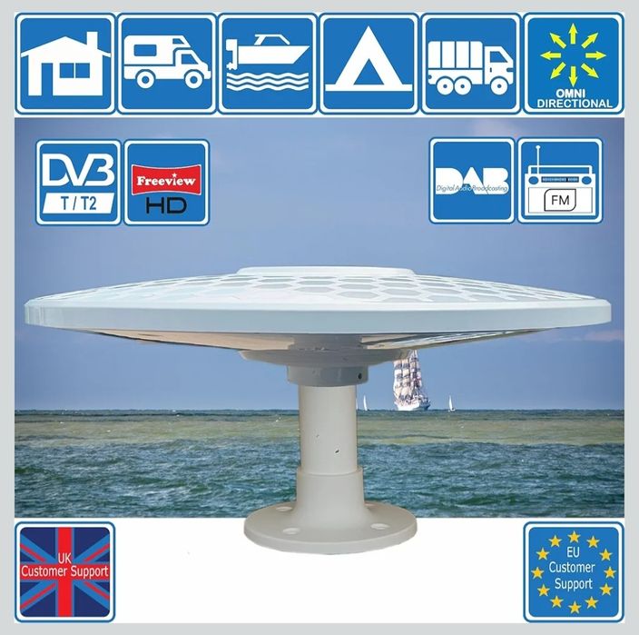 Helio Antena TV HD o wysokim zysku 33 dB TNT DVB-T2 FM Dab