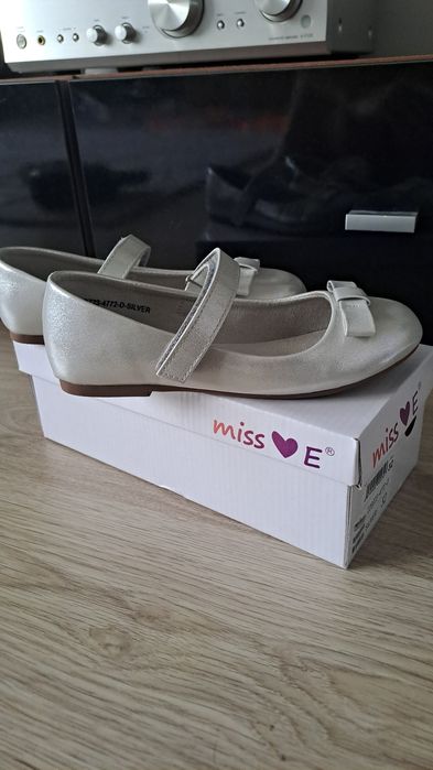 Miss Me nowe balerinki srebrne r. 32 eleganckie baleriny
