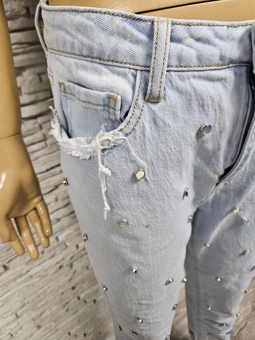 Spodnie jeansowe premium Queen Hearts rozm L zdobione