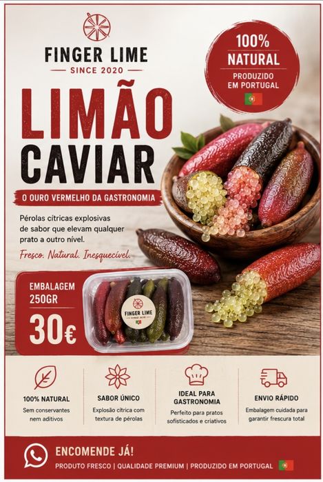 Limão caviar polpa vermelha