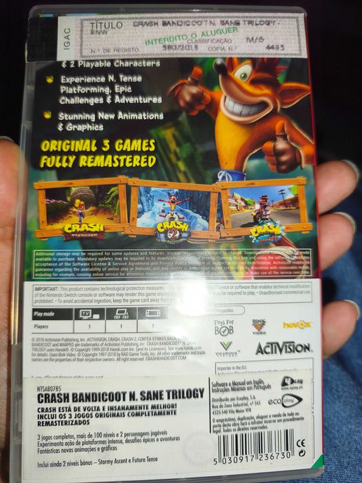 Crash Bandicoot N. Sane Trilogy - Nintendo Switch (Jogo + Caixa)
