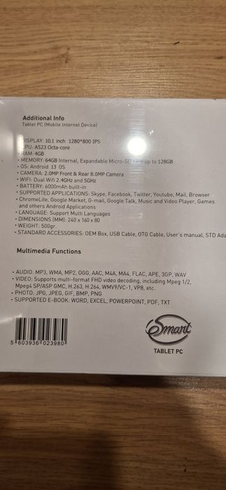 Tablet Smart 10.1" (4GB RAM / 64GB) - Novo e Selado!