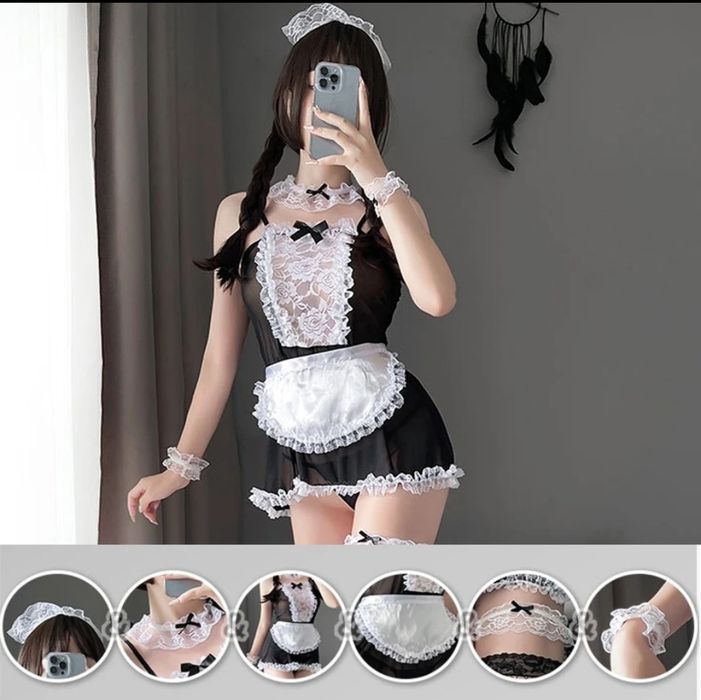Эротический игровой ролевой костюм гувернантки горничной уборщицы