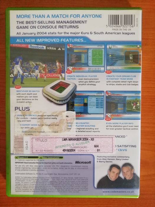 LMA Manager 2004 para Xbox (Original)