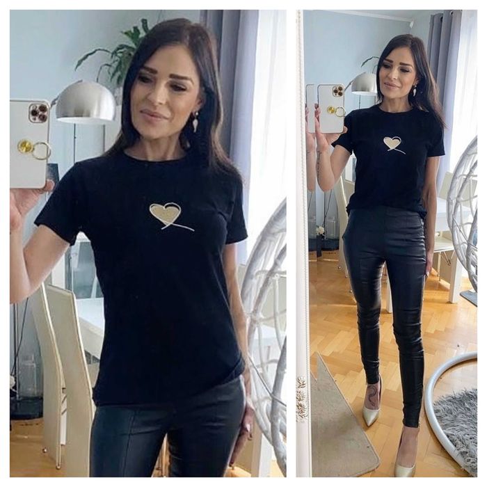T- shirt serce czarny S/M oraz M/L