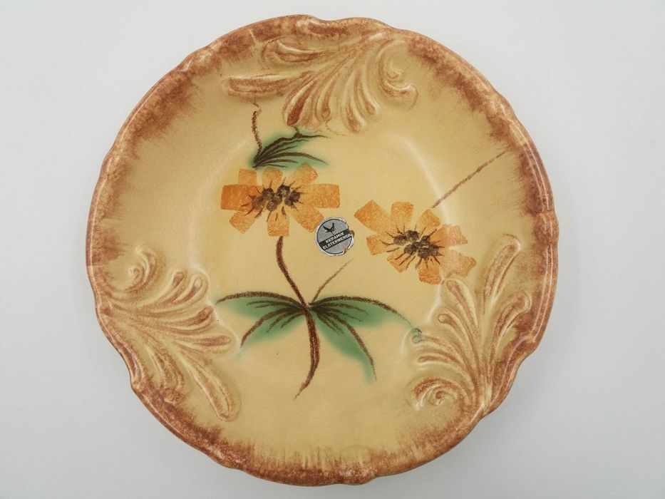 Ładna z sygnowana ręcznie malowana ceramiczna patera PRL
