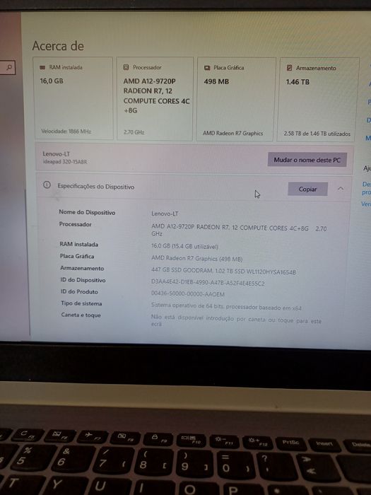 Portátil Lenovo IdeaPad 320 – AMD A12, 16GB RAM, 447GB SSD, 320GB HD