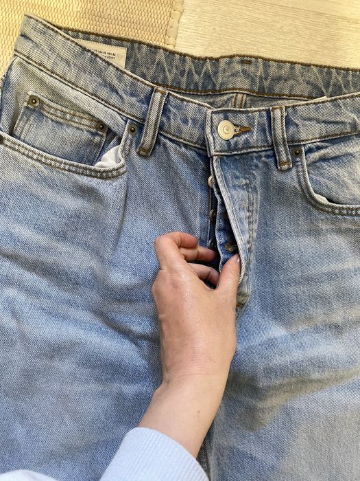 Чоловічі джинси zara straight button fly 42/32 розмір