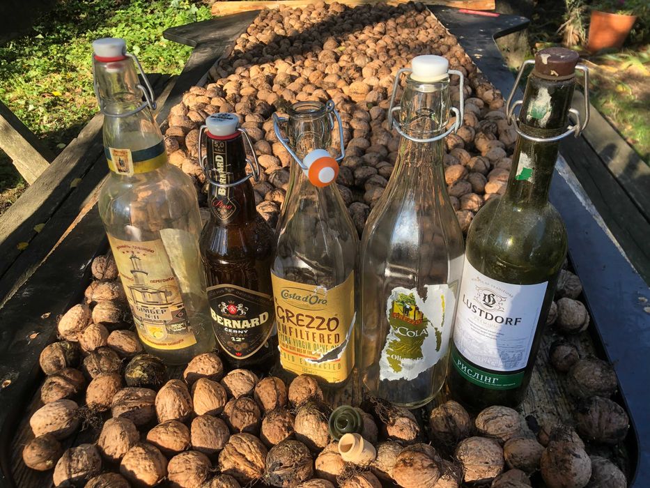 Бутылки с герметичной пробкой стеклянные 1 литр, 0,75 и 0,5 литра 5 шт