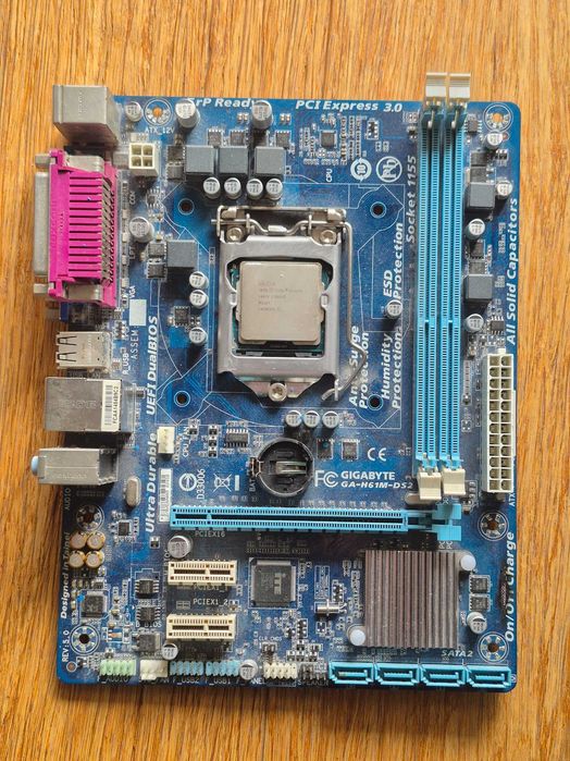 Intel Core i3-3250 LGA1155 + Płyta Gigabyte GA-H61M-DS2 (Uszkodzona)