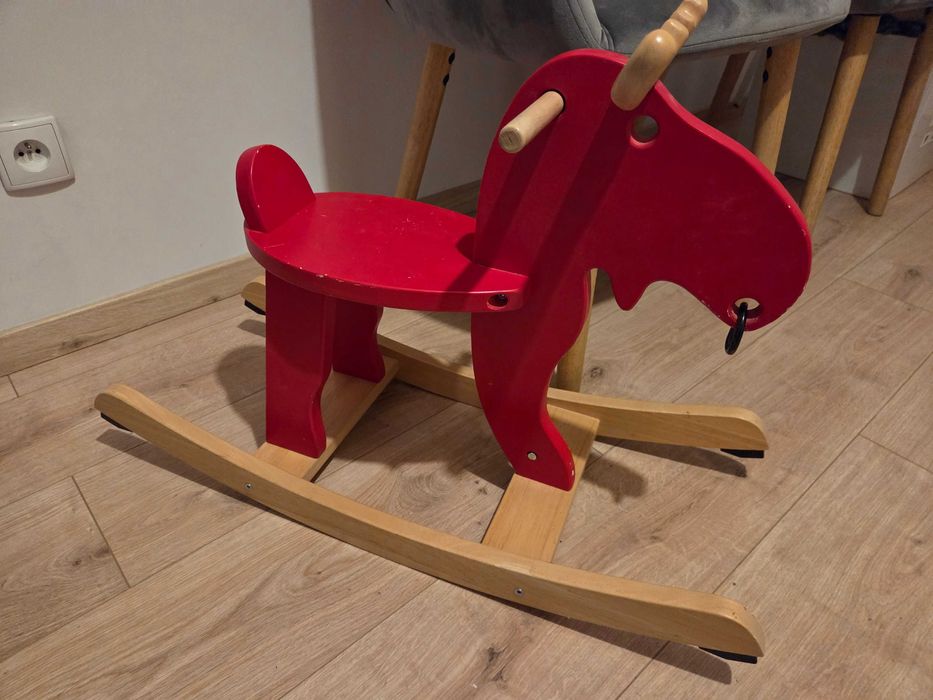 Ekorre Łoś na biegunach IKEA , czerwony/drewno kauczukowe