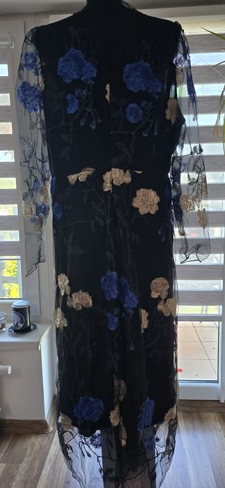 Nowa Elegancka Sukienka Z Siateczki W Kwiaty 3D Ro. XXL/44/16