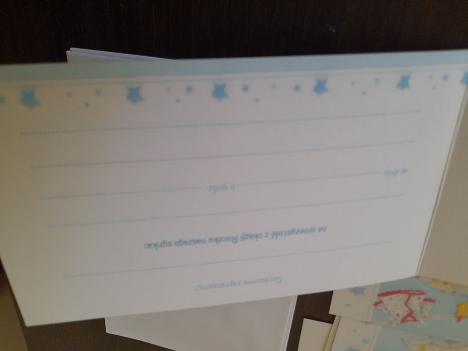 5 zaproszeń na roczek synka