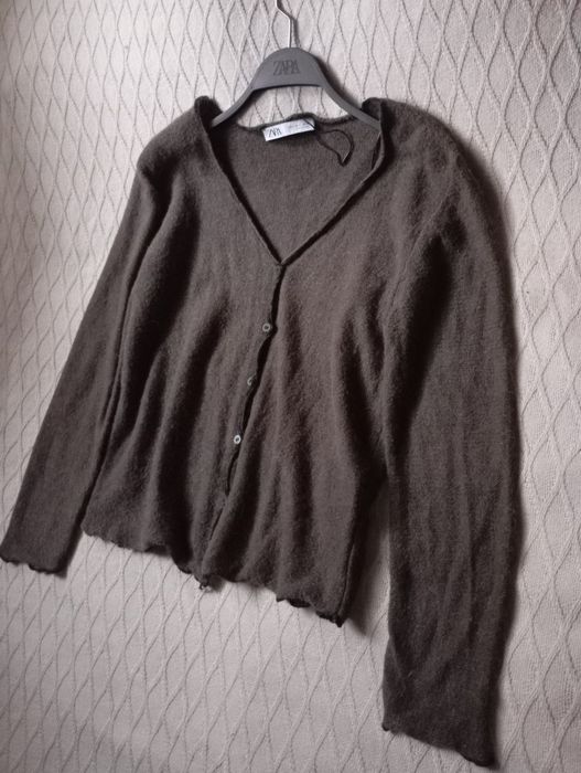 ZARA M-L niespotykany brązowy kardigan z wełną i alpaka