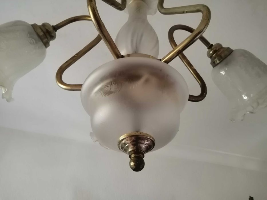 Quadro antigo moldura e vidro Candeeiro de teto