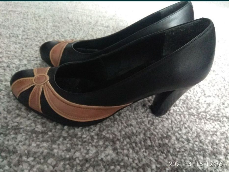 Skórzane buty damskie rozmiar 38 buty na obcasie