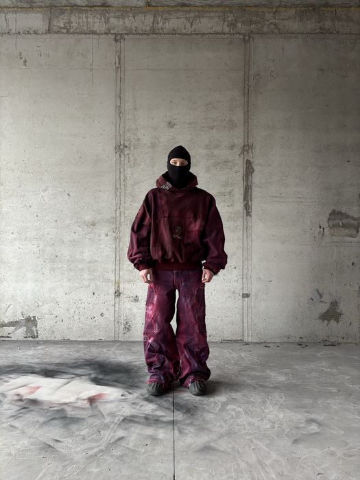 baggy upcycled from scraps sprayed hoodie sk8 y2k opium vintage