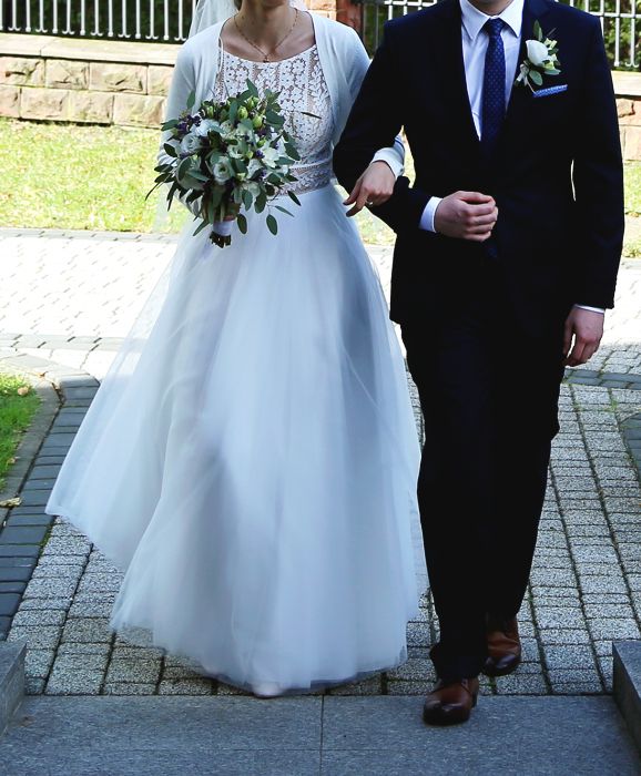 Suknia ślubna, długi koronkowy rękaw, Elizabeth Passion, literaA, boho